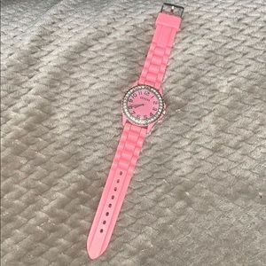Pink silicon Geneva Watch